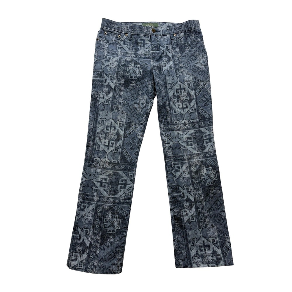 Lauren Ralph Lauren Modern Straight Jeans Womens 31x26.5 Blue Aztec Print Denim